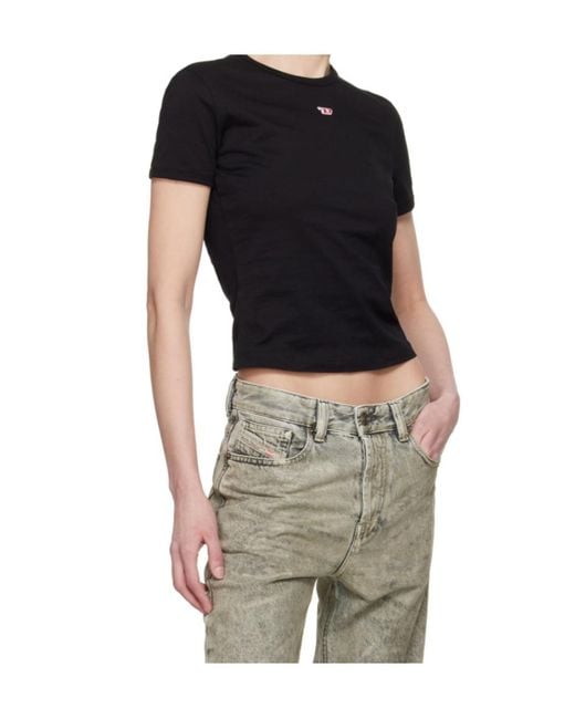 DIESEL Black T-Uncutie-Long-D Embroidered D Patch T-Shirt