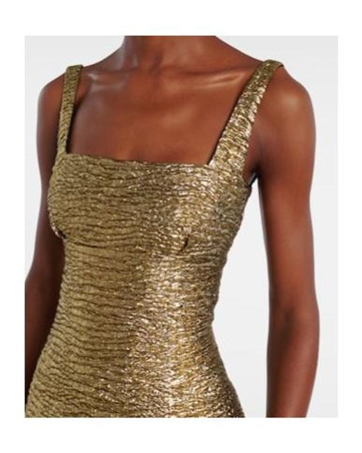 Emilia Wickstead Natural Micheline Metallic-Effect Seersucker Gown