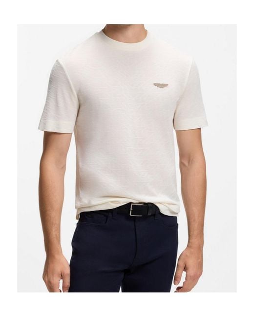 Boss White X Aston Martin C-Thompson Logo-Patch T-Shirt for men