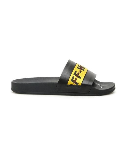 Off-White c/o Virgil Abloh Black Industrial Logo Slides for men