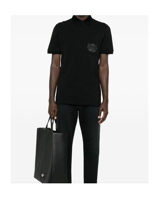 Dolce & Gabbana Black Logo-Embroidered Polo Shirt for men