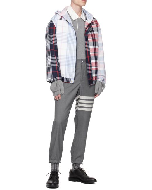 Thom Browne Gray Logo-Patch Rugby Polo Top for men