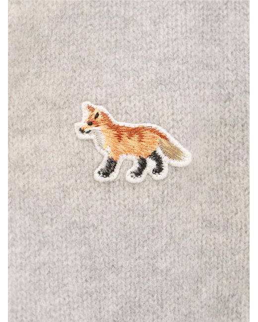 Maison Kitsuné White Maison Kitsuné Fox Patch Knitted Cardigan for men