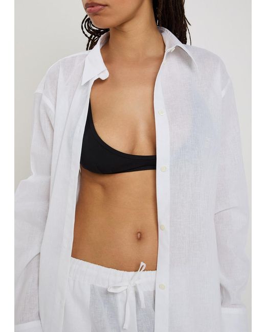 Totême Black Solid Color Bikini Top