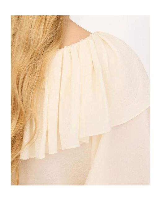 Chloé White Chloé Ruffled Long-Sleeve Blouse