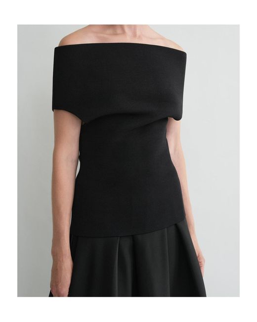 Totême  Black Totême Off-Shoulder Knitted Top