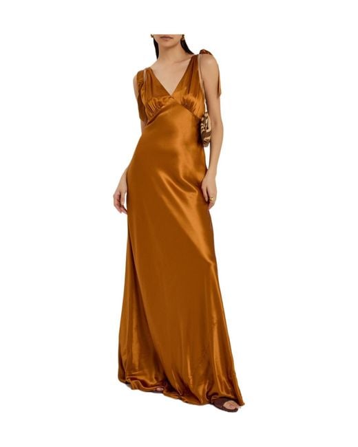 Reformation Brown Pernille Silk Gown