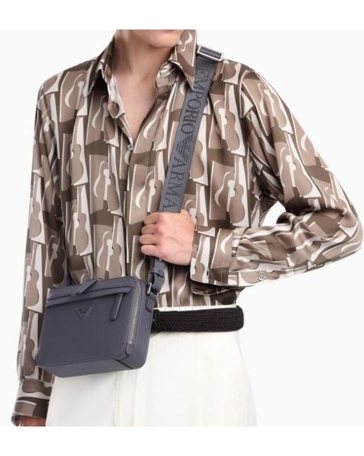 Emporio Armani Blue Asv Eagle Plate Mini Camera Bag for men