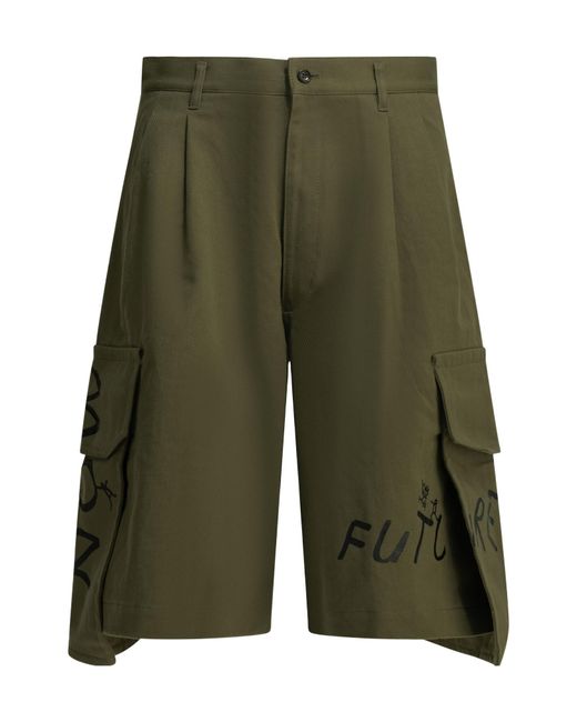 Comme des Garçons Green Comme Des Garçons Shirt Printed Cargo Shorts for men