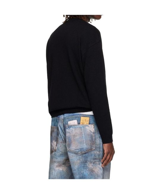 ANDERSSON BELL Blue Heart Pattern Crew Neck Sweater for men