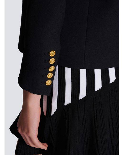 Balmain Black Wool Cropped Blazer