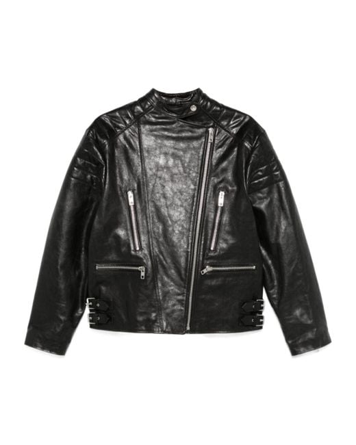 Twinset Black Leather Biker Jacket