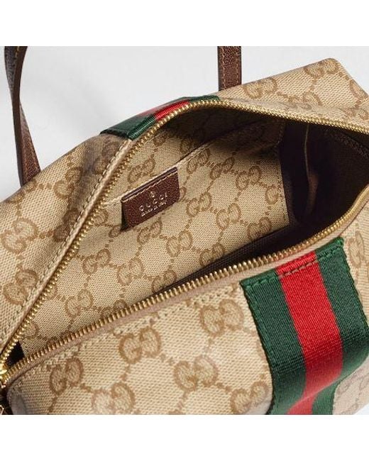 Gucci Brown Web Detailed Mini Boston Bag