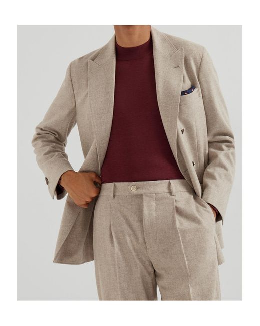Brunello Cucinelli Natural Double-Breasted Patch-Pocket Blazer for men