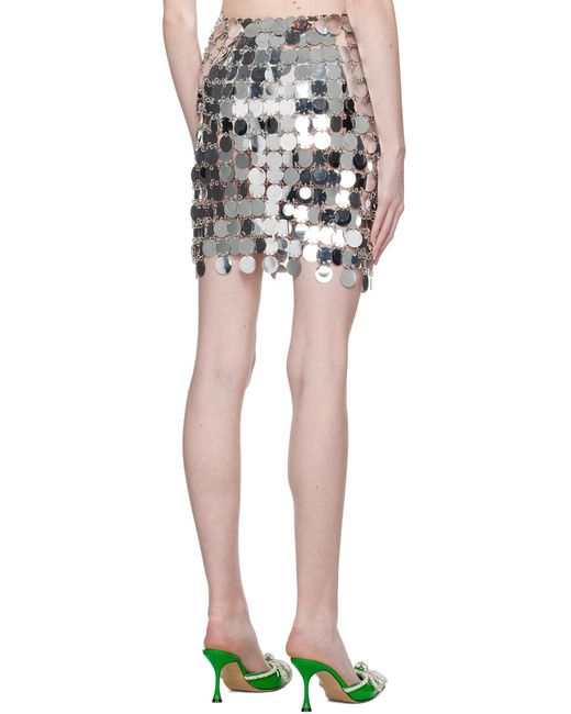 Rabanne Gray Asymmetric Circular-Disc Mini Skirt