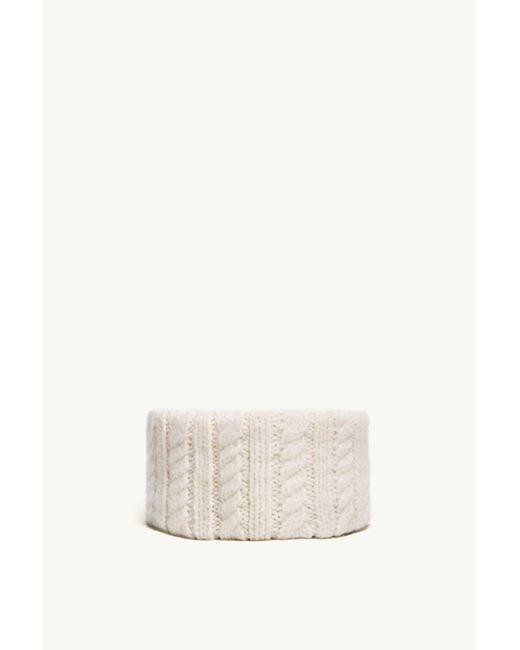 Moncler White Cable Knit Alpaca Blend Headband