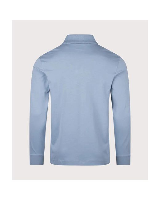 Boss Blue Long-Sleeved Polo Shirt for men