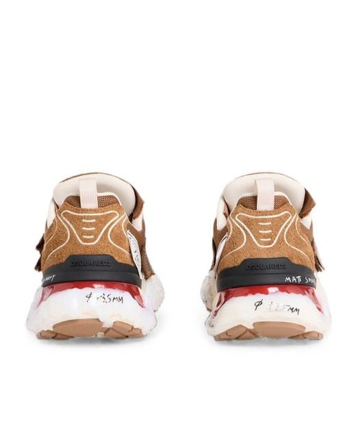 DSquared² Brown Mesh Panel Low-Top Sneakers for men