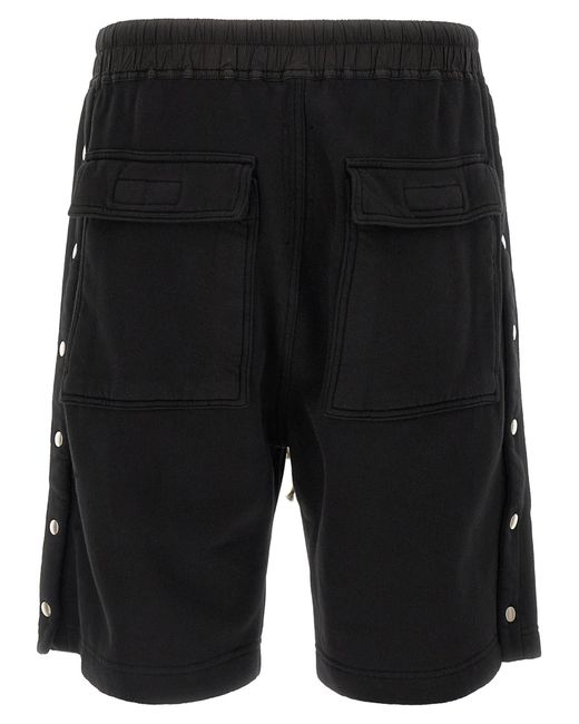 Rick Owens Black Elasticated Waistband Drawstring Shorts for men