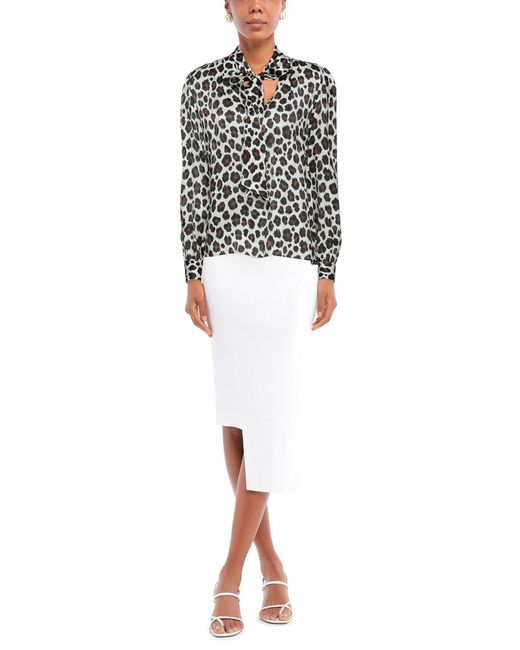 Saint Laurent White Animal-Printed Bow Shirt