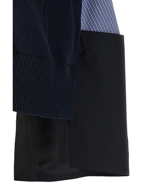 Sacai Blue Poplin Ribbed Pullover