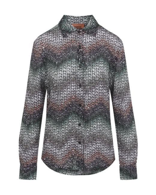 Missoni Gray Caperdoni Zigzag Shirt