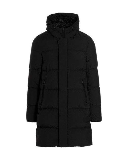 Herno Black Drawstring Hooded Parka Coat for men
