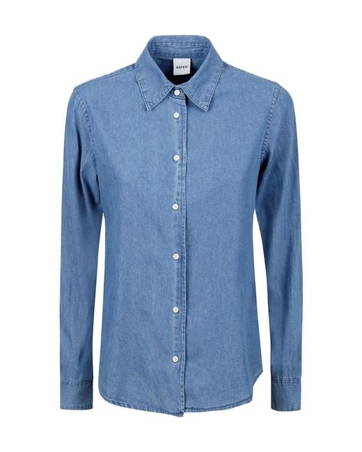Aspesi Blue Long-Sleeved Denim Shirt