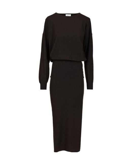 P.A.R.O.S.H. Black Boat-Neck Midi Dress