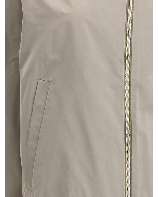 Herno Gray Drawstring Zip-Up Jacket