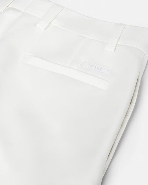 Versace White Pleated Tailored Trousers for men
