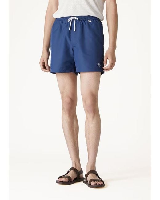 Loro Piana Blue Elastic Waist-Edge Beach Shorts for men
