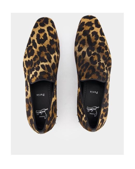 Christian Louboutin Marquees Leopard-Print Slippers in Brown  display picture 1