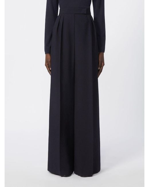 Max Mara Blue Wool-Blend Wide-Leg Trousers