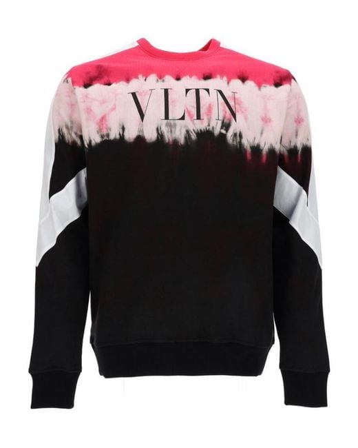 Valentino Black Panelled Vltn Logo Print Sweatshirt for men