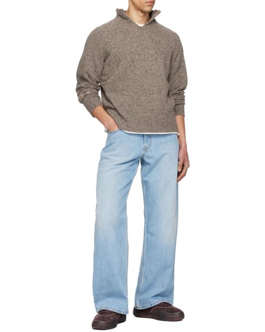ERL Brown Mock-Neck Knitted Sweater for men