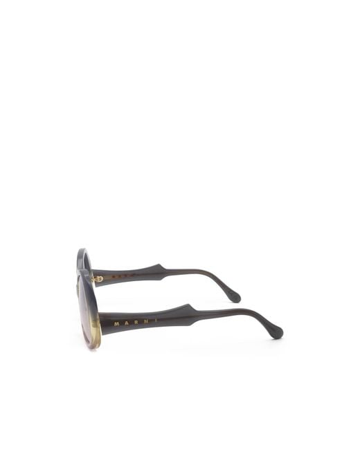Marni White Geometric Frame Sunglasses for men
