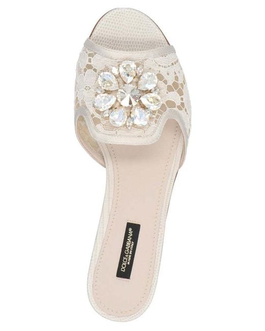 Dolce & Gabbana White Bianca Lace Detailed Sandals