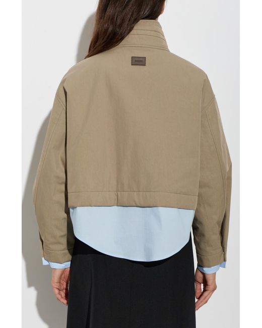 Moschino Natural Stand-Up Collar Zip-Up Jacket
