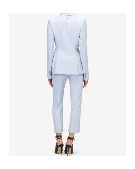McQueen White Cropped Tailored Trousers