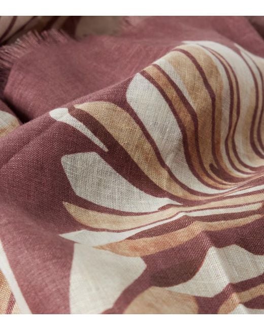 Brunello Cucinelli Purple Floral Pattern Scarf