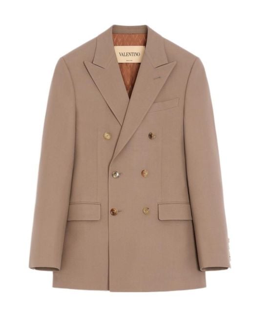 Valentino Brown Double-Breasted Blazer for men
