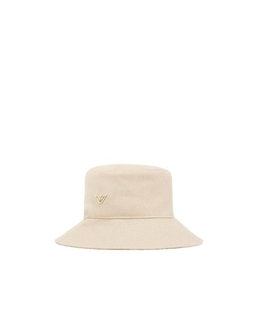 Emporio Armani White Logo Appliqué Bucket Hat