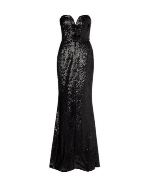 Elie Saab Black Sequined Strapless Silk-Blend Gown