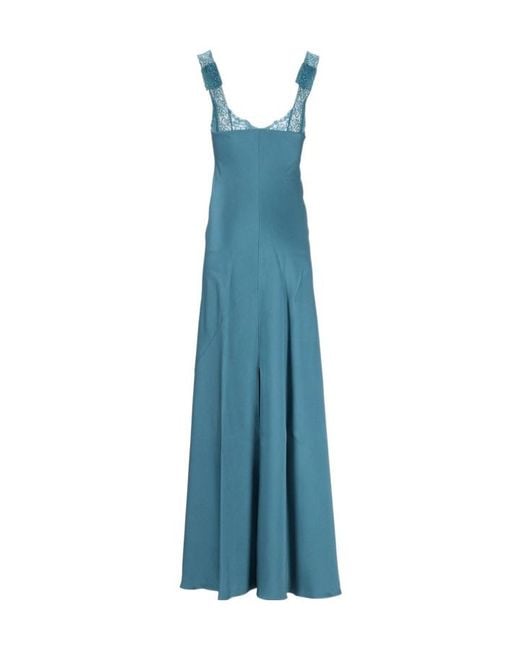 Forte_forte Blue Lace-Trim Long Dress