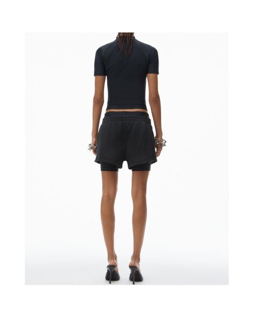 Alexander Wang Black Layered Elasticated-Waist Shorts