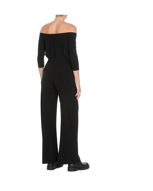 Norma Kamali Black Elastic-Waist Wide-Leg Pants