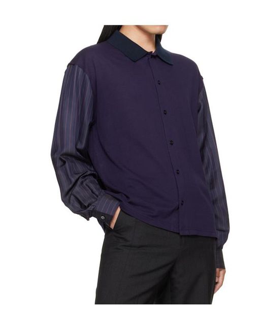 Maison Margiela Blue Long-Sleeved Buttoned Shirt for men