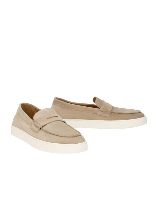 Doucal's Natural Suede Slip-On Moccasins for men
