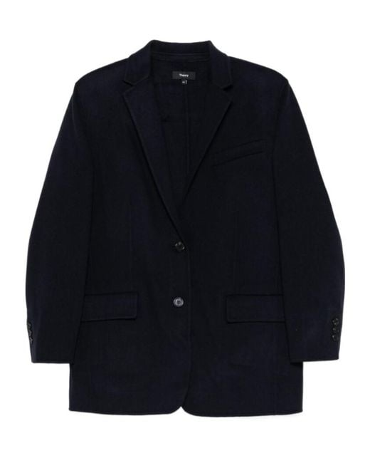 Theory Blue Double-Face Oversized Blazer